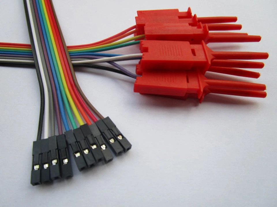 2pcs 2.54mm Jumper Wire 1x10 pin Female to Flat Test Clip Ribbon Cable 9.5" 24cm - Image 1 of 1