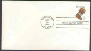 US. 2872. 29c. Stocking. Christmas. Booklet Single. MNH. FDC. 1994 - Picture 1 of 1