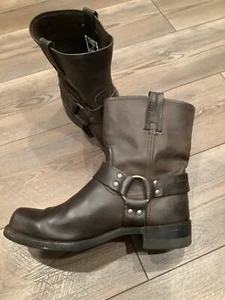 Vintage Frye Men Harness Boot USA Brown Square Toe 10D Short Shaft - Picture 1 of 14
