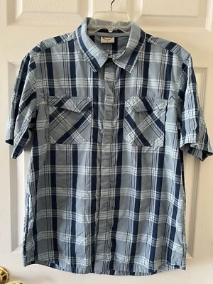 Camisa masculina Alpine Design azul média xadrez casual manga curta encaixe poli náilon - Imagem 1 de 4