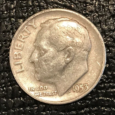 MUY BUENA MONEDA DE DIEZ CENTAVOS DE PLATA D ROOSEVELT 1953 EN MUY BUENA CONDICIÓN - MAR102 Foto 1 de 2
