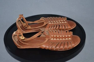 OLUKAI Hikina Brown Leather Strappy Flat Sandals Womens Size US 7 $149 - Picture 1 of 6