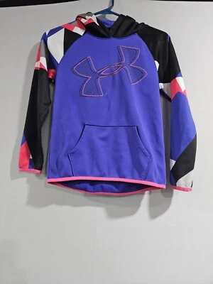 Under Armour ColdGear Youth M Hoodie Printed Logo Purple/Penta Pink Distressed  - Image 1 of 4