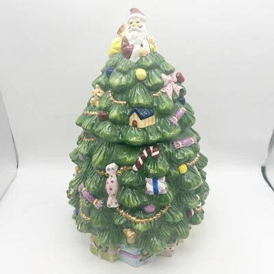 Spode Christmas Tree Santa Claus Figural Cookie Jar 13" Presents Toys READ - Image 1 of 4