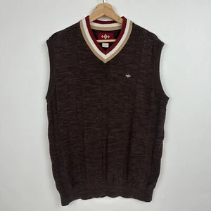 Russell Simmons Argyleculture Suéter Chaleco Para Hombres XL Algodón Rojo Marrón Crema Cuello en V - Imagen 1 de 10