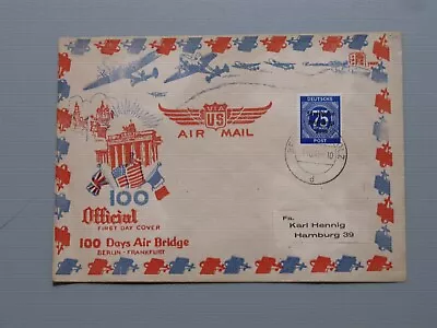 Germany 1948 Airmail First Day Cover Berlin to Hamburg Air Bridge 100 Days FDC - Image 1 of 4