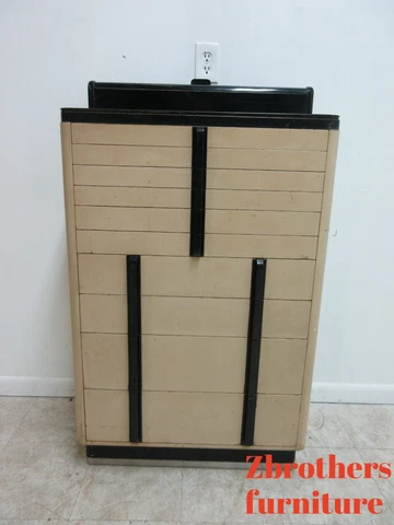 1940s Art deco Dental Cabinet Industrial Medical Chest Dresser Tan  16 Drawer Cover