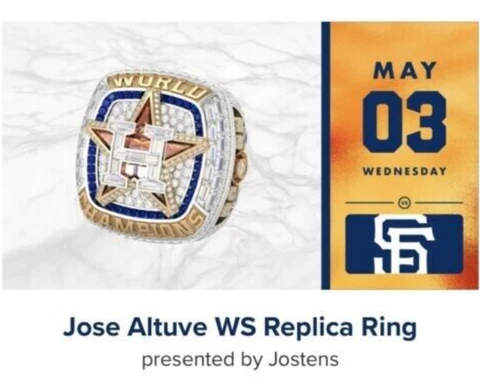 Houston Astros Jose Altuve 2022 World Series Champs Replica Ring Pre-Sale 05/03 Cover