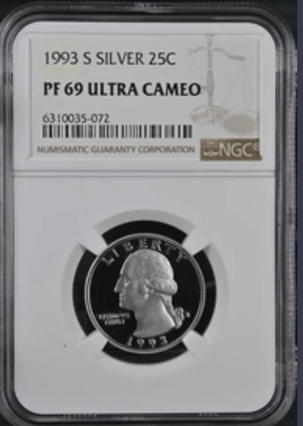 1993 S Silver Proof Washington Quarter - NGC PF 69 ULTRA CAMEO Cover