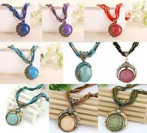 Bohemian Sweater Chain Personality Ethnic,Peacock Crystal Opal Short Necklace  - Picture 1 of 17