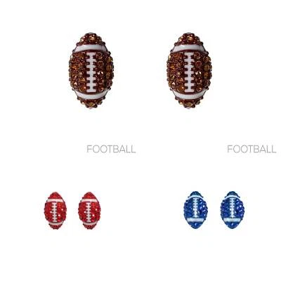 Brincos Bling de strass com pino esportivo de futebol (0,33x0,55 pol) - Imagem 1 de 3