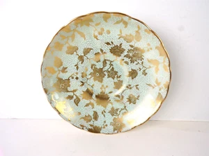 TRIESTE by (Royal) Tuscan Saucer ONLY Seafoam Green W/Lacy Embossed Gold Allover - Picture 1 of 9