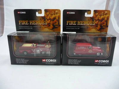 Corgi Fire Heroes 2 pack ALF Bethpage, NY FD  Pontiac Van Newark FD  NIB 1:50 - Image 1 of 4