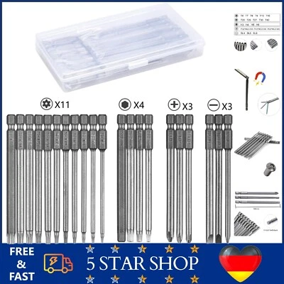 21 Stück Schraubendreher Bit Satz Lang, Torx Bit Set Magnetisch T6-T40, Hex, PH2 - Bild 1 von 4