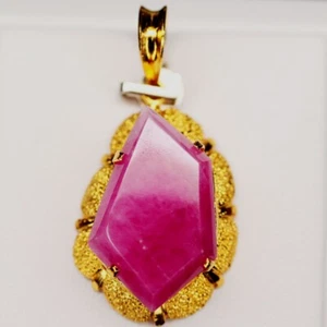 13.80Ct. Ruby Pendant Gold Copper Reddish Pink Fancy Cabochon Tanzania Jewelry! - Picture 1 of 6