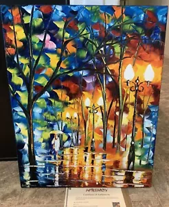 Leonid Afremov ""Pioggia prima di Natale"": 24"" x 30"" originale di Leonid Afremov - Foto 1 di 5
