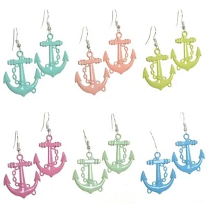 Pendientes de anclaje pastel colgantes/gota vintage/retro rosa/azul/verde/lila/melocotón - Imagen 1 de 15