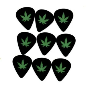 Marijuana Leaf Print Cannabis Pot Novelty Guitar Picks Lot of 10 Picks Free Ship - Picture 1 of 3