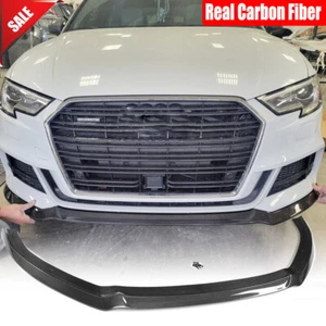For Audi A3 S3 SLINE Sportback 2017-2020 Real Carbon Front Bumper Lip Spoiler - Picture 1 of 12