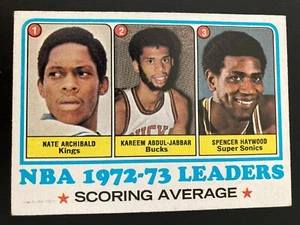 1973-74 Topps 154 League Leaders Nate Archibald, Kareem Abdul-Jabbar, Haywood - Bild 1 von 2