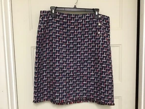 Talbots Petite Tweed Pencil Skirt 16P Burgundy Navy Gold Button Classic NWT - Picture 1 of 3