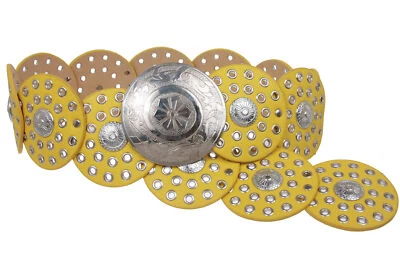 Women's 3 1/2" (90 mm) Wide Boho Disc Concho Leather Belt - Image 1 of 4