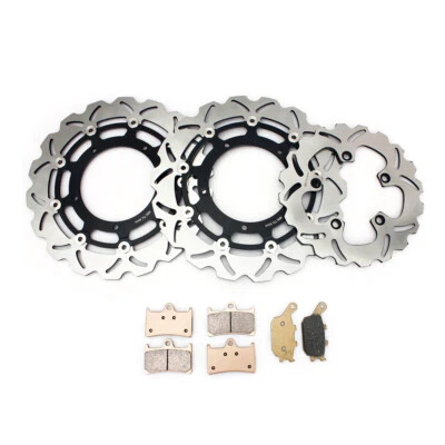 Discos rotores de freno delanteros traseros FZ1 FZS FAZER 1000 2006-2015 + pastillas para Yamaha Foto 1 de 4