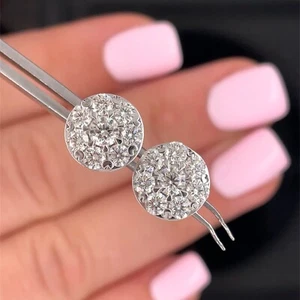 14k White Gold 1.50Ctw Natural Diamond Stud Earrings New $3500 - Picture 1 of 22