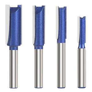 4PC 1/4" Shank Double Flute Straight Router Bit Set Woodworking Milling Tool - Picture 1 of 13