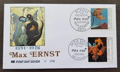 [SJ] Germany France Joint Issue Max Ernst Painting 1991 (joint FDC *dual PMK - Image 1 of 4