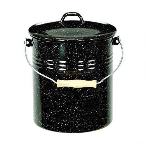 Krüger Mülleimer mit Deckel, schwarz gesprenkelt emailliert 4006776029678 - Bild 1 von 1