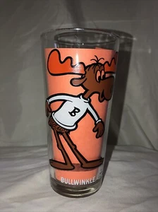 Vintage Bullwinkle Pepsi Series PAT Ward 70's White Letter Drinking Glass - Picture 1 of 14