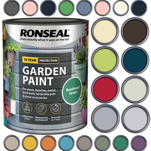 Ronseal Garden Paint Tin Wood Bricks Terracotta Metal Water Based Paints 750ml - Picture 1 of 74