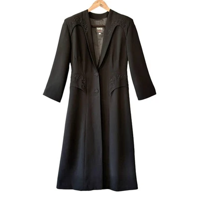 VTG North American Frontier Long Jacket Western Size S Black Beaded Witchcore - Image 1 of 4