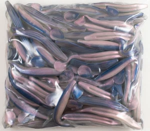 ZOOM SWIMMIN' SUPER FLUKE 100 PACK BULK 5" 116-355 PRO BLUE RED PEARL DN1451 - Picture 1 of 2