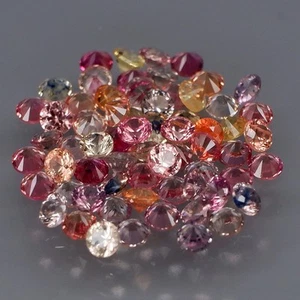 Taglio diamante tondo 2,25 mm.Solo riscaldato colore fantasia zaffiro Africa 65 pezzi/3,94 ct. - Foto 1 di 6