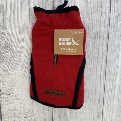 Eddie Bauer Dog Coat SMALL Dark Red Black White Plaid Flannel Lined Jacket Vest - Image 1 of 4