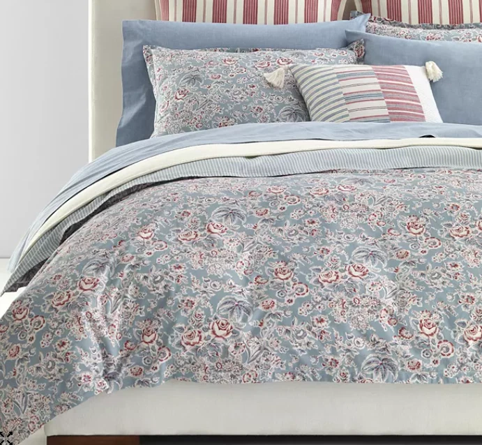 Lauren Ralph Lauren Queen Duvet Cover w/2 Shams Maddie Floral Striped Reversible - Image 1 of 4