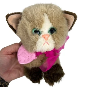 Kitty Kitty Kitten Purring Plush Pink Collar Vtg 1992 Siamese Cat Stuffie Tyco - Picture 1 of 11