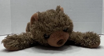 Kellytoy Plush Shaggy Floppy Brown Bear Bean Filled Laying Down Stuffed Animal - Image 1 of 4