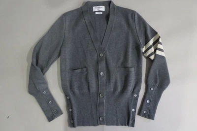 NWOT Thom Browne made in Italy 4-Bar Wool Cardigan, mother of pearl sweater 40-1 - Image 1 of 4