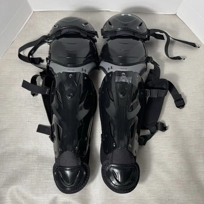 Under Armour Converge II Pro 4 Youth 13 英寸棒球捕手护腿黑色 — 第 1/4 张图片