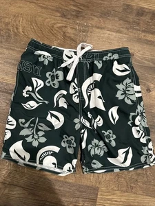Michigan State Spartans Wes and Willy NCAA Mens Floral Swim Shorts Trunks L MSU - Picture 1 of 6