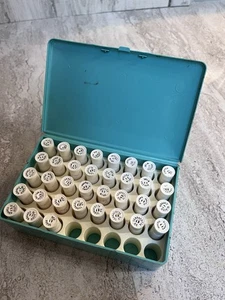 Vintage AVON Lipstick Sample Case, 35 Lipsticks, Turquoise Case, Miniature, 60’s - Picture 1 of 6