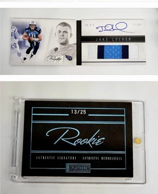 MINT #/25 PLATINUM RC AUTO PATCH BOOKLET 2011 Playbook Jake Locker TENNESSEE NFL - Image 1 of 4