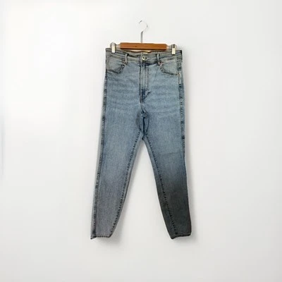 H&M Light Blue Denim Jeans SIZE 14 AU High Rise Cotton Straight - Image 1 of 4