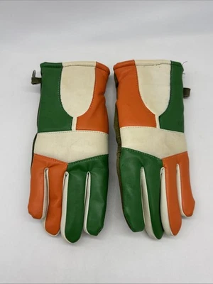 Guantes de invierno de vinilo verde y naranja años 70-80 talla L para mujer/juventud - Miami Foto 1 de 4