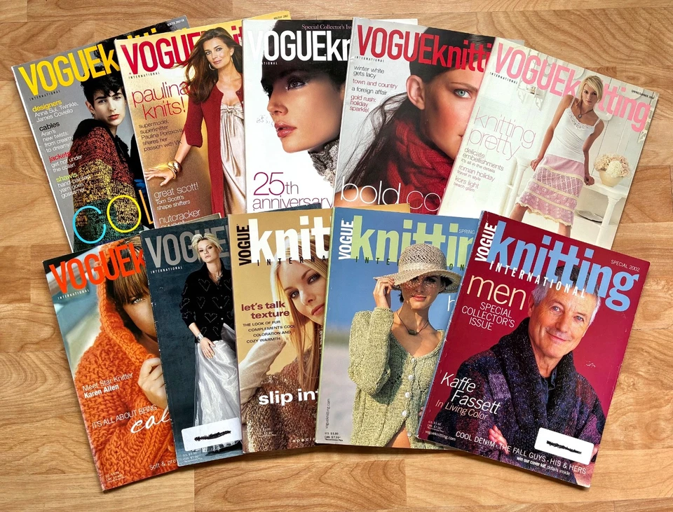VOGUE KNITTING INTERNATIONAL MAGAZINE Lot 10 Issues 2002-2008 Yarns Holiday Gift - Image 1 of 1