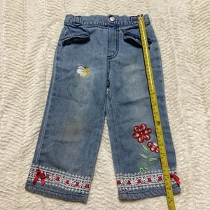 Schöne Vintage Wide Leg Light Wash Biene bestickt 80er 3T/3 Jeans  - Bild 1 von 6