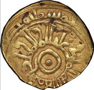 ORO Italia 1154-1166 d.C., Messina Guglielmo I Tari RARA moneta crociata, PCGS XF40 - Foto 1 di 5